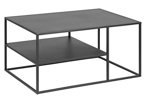 AC Design Furniture Nino Metall Couchtisch mit 1 Ablage in Schwarz, Sofatisch im Industrial Style, Einfache Montage, Wohnzimmermöbel, B: 90 x H: 45 x T: 60 cm von AC Design Furniture