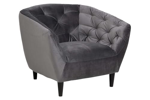 AC Design Furniture Ragnar Bequemer Sessel aus Grauem Samtstoff, Chesterfield Sessel für das Wohnzimmer, B: 97 x H: 76 x T: 90 cm von AC Design Furniture