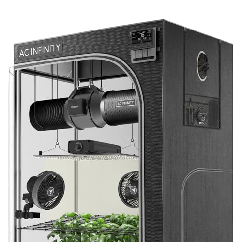 AC Infinity Advance Grow System 4x4, 4-Pflanzen-Kit, WiFi-Integrierte Grow-Zelt-Kit, automatisierte Belüftung, Zirkulation, Zeitplan Vollspektrum Samsung LM301H LED wachsen Licht, 2000D Mylar-Zelt von AC Infinity
