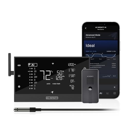AC Infinity Controller AI+ CO₂ Bundle – KI-gesteuerter Umweltcontroller mit CO₂-Sensor, Datenanalyse, Temperatur-, Feuchtigkeits- und VPD-Steuerung per App (Bluetooth & WLan) von AC Infinity