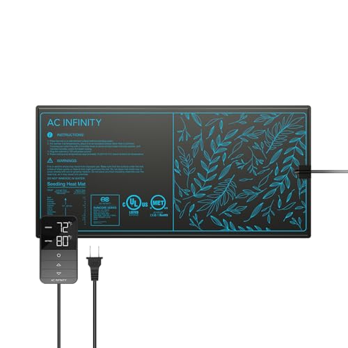 AC Infinity SUNCORE H3, Heizmatte 25,4 × 52,7 cm mit digitalem Thermostatregler für präzise Temperatureinstellungen, wasserdichte Heizmatte für Indoor-Gartenbau, Hydrokultur, Keimung und Klonen von AC Infinity
