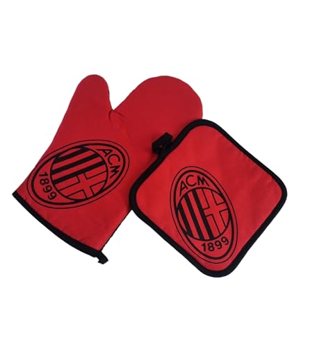 A.C. Milan Set Topflappen und Handschuh für die Küche, offizielles Produkt von AC Milan
