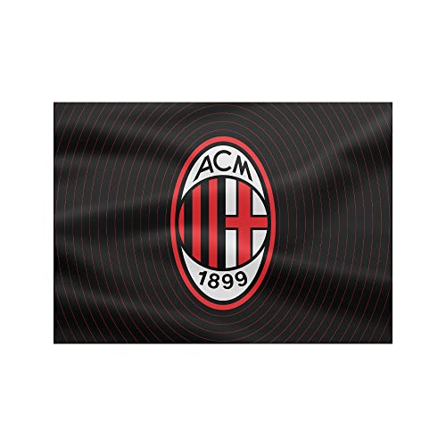 AC Milan Große Flagge mit Logo, 100 x 140 cm, Polyester, offizielles Produkt, Schwarz von AC Milan