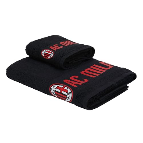 AC Milan GIL S.R.L Handtuch-Set, 50 x 100 – 100% Baumwolle, Gewicht: 400 g/m² – Schwarz, Classic Crest. Für alle Rossoneri Fans – Offizielles Produkt AC Milan GIL S.R.L Handtuch-Set, 50 x 100 – 100% Baumwolle, Gewicht: 400 g/m² – Schwarz, Classic Crest. Für alle Rossoneri Fans – Offizielles Produkt von AC Milan