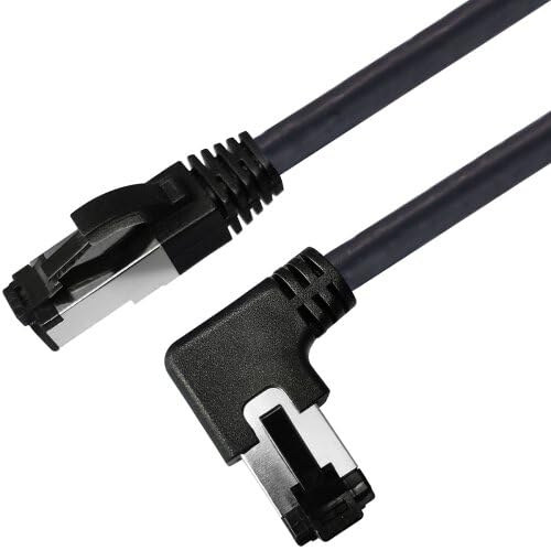 AC-Sat-Corner Fritz!Box LAN Kabel RJ45 Netzwerkkabel Anschlusskabel CAT 8.1 schwarz Silber nach links gewinkelt für FRITZ!Box 7270 2 Meter von AC-Sat-Corner