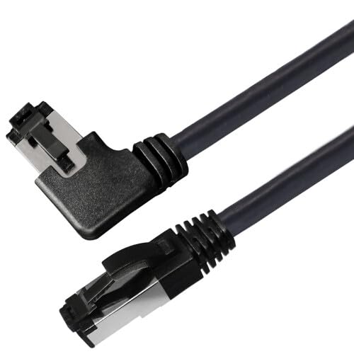 AC-Sat-Corner Fritz!Box LAN Kabel RJ45 Netzwerkkabel Anschlusskabel CAT 8.1 schwarz Silber nach rechts gewinkelt für FRITZ!Box 6670 3 Meter von AC-Sat-Corner
