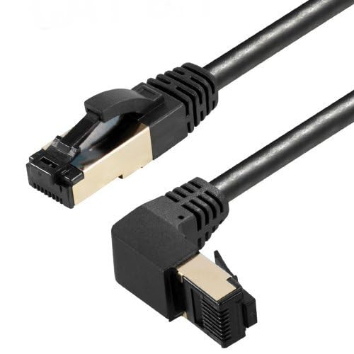 AC-Sat-Corner Fritz!Box LAN Kabel RJ45 Netzwerkkabel Anschlusskabel CAT 8.1 schwarz Silber nach unten gewinkelt für FRITZ!Box 4690 2 Meter von AC-Sat-Corner