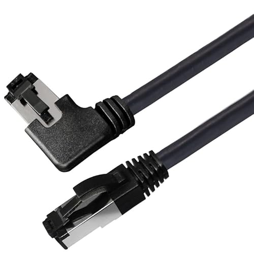 AC-Sat-Corner LAN Kabel RJ45 Netzwerkkabel Patchkabel CAT 8.1 schwarz Silber nach rechts gewinkelt 3 Meter von AC-Sat-Corner