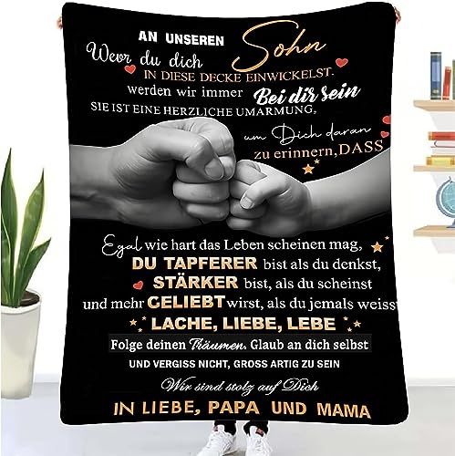 ACAATVE Decke An Meine Sohn, Kuscheldecke Flauschige Personalisierte Decke Geschenke für Sohn von Papa und Mama, Positive Ermutigung Luftpost Flanell Wohndecke, für Sofa Bett Tv-Decken von ACAATVE