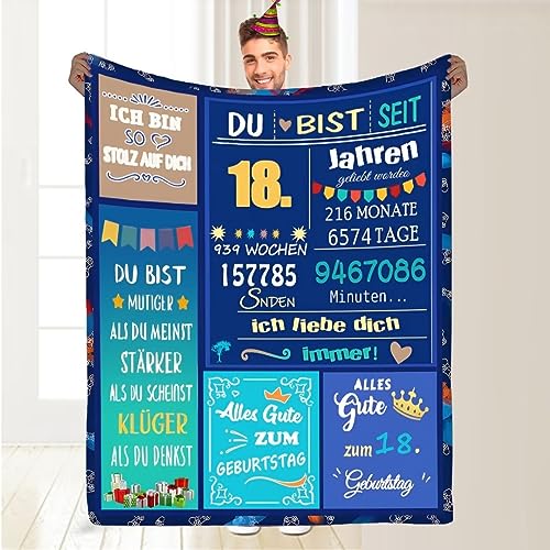 ACAATVE Geschenke für Junge 18 Jahre zum Geburtstag, Flauschige Kuscheldecke 18. Geburtstag Junge/Brüder/Junge Freund - Spaßgeschenk Geschenk, 18.Personalisierte Nachricht Geburtstag Geschenke Decke von ACAATVE