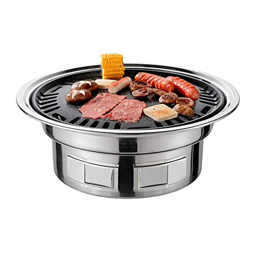 ACAGALA 13-Zoll Koreanischer BBQ-Grill Multifunktionaler Holzkohle-Grill Tragbar mit Verstellbarer Entlüftungsöffnung und Gegrilltes Netz & Tablett für Courtyard Picnic Beach BBQ von ACAGALA