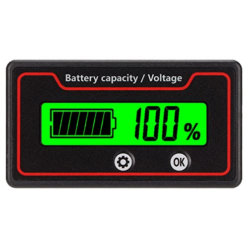 ACAGALA Batteriemesser Leichtalarm LCD -Display Sicherer Batteriekapazitätsspannungsmessgerät für Elektrofahrzeug 12-84 V (Grünes Licht) von ACAGALA