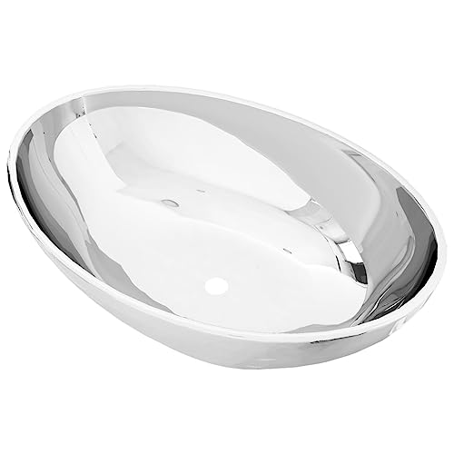 ACAGALA Keramik Waschbecken, Aufsatzwaschbecken Oval für Badezimmer Gäste WC, 40 x 33 x 13,5 cm Handwaschbecken für Waschtisch Silber ACAGALA Keramik Waschbecken, Aufsatzwaschbecken Oval für Badezimmer Gäste WC, 40 x 33 x 13,5 cm Handwaschbecken für Waschtisch Silber von ACAGALA