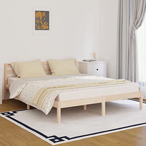 ACAGALA Massivholz Doppelbett 160 x 200 cm, Bettgestell mit Kopfteil, Holzbett mit Lattenrost aus Kiefer, Massivholzbett, Natur ACAGALA Massivholz Doppelbett 160 x 200 cm, Bettgestell mit Kopfteil, Holzbett mit Lattenrost aus Kiefer, Massivholzbett, Natur von ACAGALA