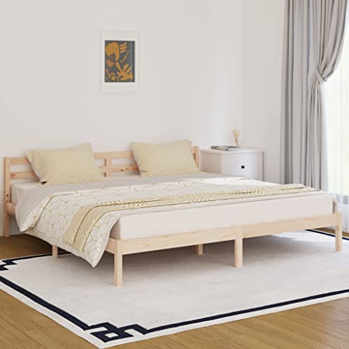 ACAGALA Massivholz Doppelbett 200 x 200 cm, Bettgestell mit Kopfteil, Holzbett mit Lattenrost aus Kiefer, Massivholzbett, Natur ACAGALA Massivholz Doppelbett 200 x 200 cm, Bettgestell mit Kopfteil, Holzbett mit Lattenrost aus Kiefer, Massivholzbett, Natur von ACAGALA
