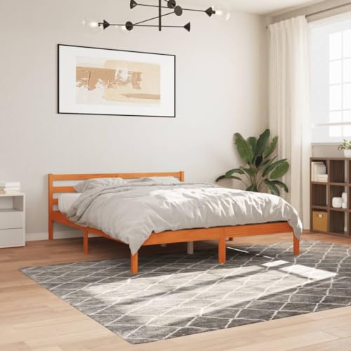 ACAGALA Massivholz Doppelbett 200 x 200 cm, Bettgestell mit Kopfteil, Holzbett mit Lattenrost aus Kiefer, Massivholzbett, Wachsbraun ACAGALA Massivholz Doppelbett 200 x 200 cm, Bettgestell mit Kopfteil, Holzbett mit Lattenrost aus Kiefer, Massivholzbett, Wachsbraun von ACAGALA