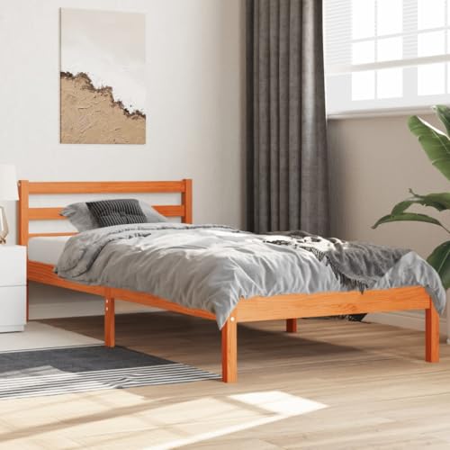 ACAGALA Massivholz Einzelbetten 100 x 200 cm, Bettgestell mit Kopfteil aus Kiefer, Kinderbett, Holzbett mit Lattenrost, Wachsbraun ACAGALA Massivholz Einzelbetten 100 x 200 cm, Bettgestell mit Kopfteil aus Kiefer, Kinderbett, Holzbett mit Lattenrost, Wachsbraun von ACAGALA