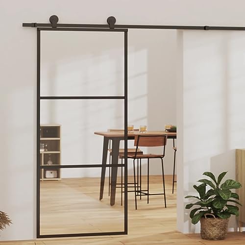 ACAGALA Schiebetür Innenbereich, Glasschiebetür Komplettset, Schiebetüren mit Bodenführung, Schiebetür Komplettset, Schiebetürbeschlag, ESG-Glas & Aluminium, 2 Horizontale Stäbe, 90 x 205 cm ACAGALA Schiebetür Innenbereich, Glasschiebetür Komplettset, Schiebetüren mit Bodenführung, Schiebetür Komplettset, Schiebetürbeschlag, ESG-Glas & Aluminium, 2 Horizontale Stäbe, 90 x 205 cm von ACAGALA
