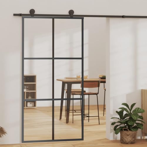 ACAGALA Schiebetür Innenbereich, Glasschiebetür Komplettset, Schiebetüren mit Bodenführung, Schiebetür Komplettset, Schiebetürbeschlag, ESG-Glas & Aluminium, 3x2 Raster, 102 x 205 cm ACAGALA Schiebetür Innenbereich, Glasschiebetür Komplettset, Schiebetüren mit Bodenführung, Schiebetür Komplettset, Schiebetürbeschlag, ESG-Glas & Aluminium, 3x2 Raster, 102 x 205 cm von ACAGALA