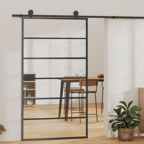 ACAGALA Schiebetür Innenbereich, Glasschiebetür Komplettset, Schiebetüren mit Bodenführung, Schiebetür Komplettset, Schiebetürbeschlag, ESG-Glas & Aluminium, 5 Horizontale Stäbe, 102 x 205 cm ACAGALA Schiebetür Innenbereich, Glasschiebetür Komplettset, Schiebetüren mit Bodenführung, Schiebetür Komplettset, Schiebetürbeschlag, ESG-Glas & Aluminium, 5 Horizontale Stäbe, 102 x 205 cm von ACAGALA