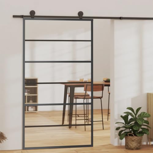 ACAGALA Schiebetür Innenbereich, Glasschiebetür Komplettset, Schiebetüren mit Bodenführung, Schiebetür Komplettset, Schiebetürbeschlag, ESG-Glas & Aluminium, 5 Horizontale Stäbe, 102 x 205 cm ACAGALA Schiebetür Innenbereich, Glasschiebetür Komplettset, Schiebetüren mit Bodenführung, Schiebetür Komplettset, Schiebetürbeschlag, ESG-Glas & Aluminium, 5 Horizontale Stäbe, 102 x 205 cm von ACAGALA