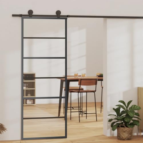 ACAGALA Schiebetür Innenbereich, Glasschiebetür Komplettset, Schiebetüren mit Bodenführung, Schiebetür Komplettset, Schiebetürbeschlag, ESG-Glas & Aluminium, 5 Horizontale Stäbe, 76 x 205 cm ACAGALA Schiebetür Innenbereich, Glasschiebetür Komplettset, Schiebetüren mit Bodenführung, Schiebetür Komplettset, Schiebetürbeschlag, ESG-Glas & Aluminium, 5 Horizontale Stäbe, 76 x 205 cm von ACAGALA