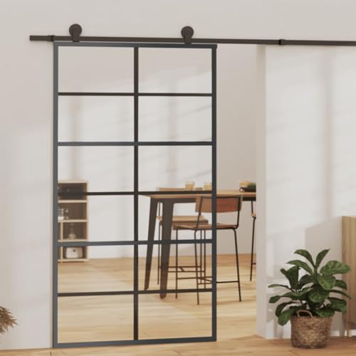 ACAGALA Schiebetür Innenbereich, Glasschiebetür Komplettset, Schiebetüren mit Bodenführung, Schiebetür Komplettset, Schiebetürbeschlag, ESG-Glas & Aluminium, 6x2 Raster, 102 x 205 cm ACAGALA Schiebetür Innenbereich, Glasschiebetür Komplettset, Schiebetüren mit Bodenführung, Schiebetür Komplettset, Schiebetürbeschlag, ESG-Glas & Aluminium, 6x2 Raster, 102 x 205 cm von ACAGALA