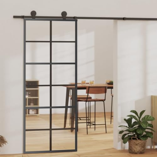 ACAGALA Schiebetür Innenbereich, Glasschiebetür Komplettset, Schiebetüren mit Bodenführung, Schiebetür Komplettset, Schiebetürbeschlag, ESG-Glas & Aluminium, 6x2 Raster, 76 x 205 cm ACAGALA Schiebetür Innenbereich, Glasschiebetür Komplettset, Schiebetüren mit Bodenführung, Schiebetür Komplettset, Schiebetürbeschlag, ESG-Glas & Aluminium, 6x2 Raster, 76 x 205 cm von ACAGALA