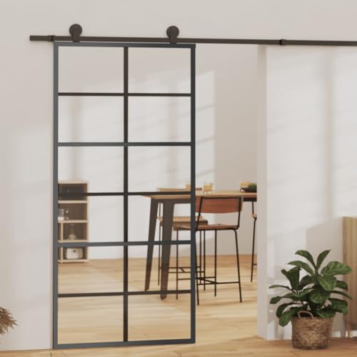 ACAGALA Schiebetür Innenbereich, Glasschiebetür Komplettset, Schiebetüren mit Bodenführung, Schiebetür Komplettset, Schiebetürbeschlag, ESG-Glas & Aluminium, 6x2 Raster, 90 x 205 cm ACAGALA Schiebetür Innenbereich, Glasschiebetür Komplettset, Schiebetüren mit Bodenführung, Schiebetür Komplettset, Schiebetürbeschlag, ESG-Glas & Aluminium, 6x2 Raster, 90 x 205 cm von ACAGALA