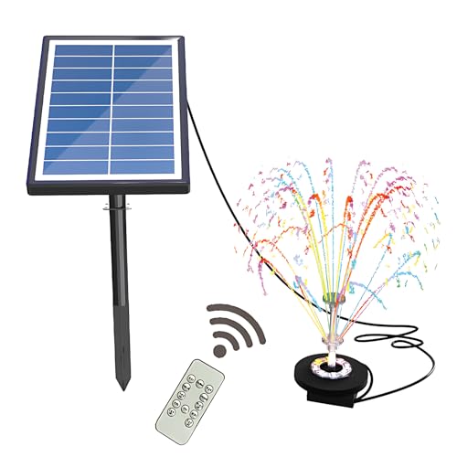 ACAGALA Solar-Wasserpumpe mit Buntem Licht und Fernbedienung, 17-teiliges doppelschichtiges Set mit durchsichtigen Düsen, 7 W Solar-Springbrunnenpumpe, eingebauter 3000-mAh-Akku ACAGALA Solar-Wasserpumpe mit Buntem Licht und Fernbedienung, 17-teiliges doppelschichtiges Set mit durchsichtigen Düsen, 7 W Solar-Springbrunnenpumpe, eingebauter 3000-mAh-Akku von ACAGALA