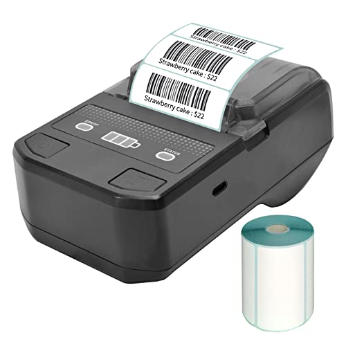 ACAGALA Tragbarer 58-mm-Thermo-Etikettendrucker Drahtloser BT-Mini-Etikettendrucker Barcode-Drucker mit wiederaufladbarem Akku Kompatibel mit Android iOS Windows für Einzelhandelsbekleidung Schmuck von ACAGALA