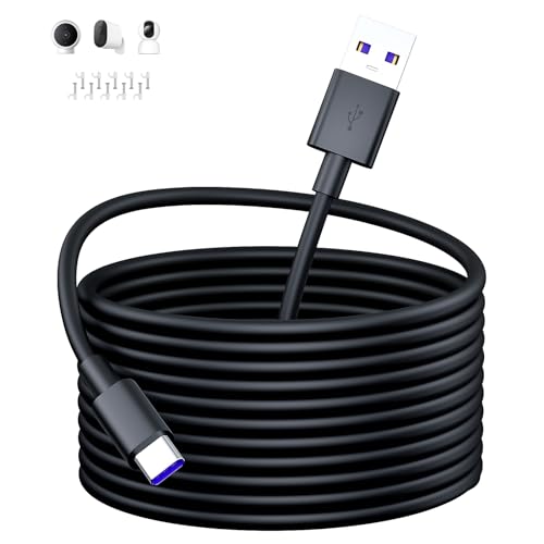 5M Extra langes USB Typ-C Kabel für Mi Camera 2K Magnetic Mount, Stromverlängerungskabel Sicherheitskameras USB Typ-C Kabel für für Xiaomi Smart Camera C400 Mi Wireless Outdoor Security Camera 1080p von ACAGET