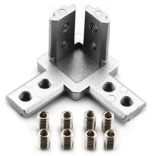 ACAMPTAR 4 Packung 3030 Serie 3-Wege Eck Verbinder Halter FÜR Halterung, Mit Schrauben FÜR Standard 8 Mm T Nut Aluminium Extrusion Profil von ACAMPTAR