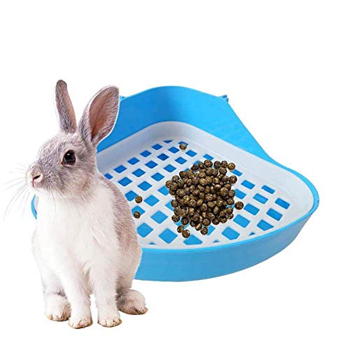 ACAMPTAR Hase Toilette Mülleimer Kleines Tier Ecke Töpfchen Ecke Für Haustier Abfälle Für Kaninchen Hamster - Haustier kleine Ratte WC Töpfchen Trainer Ecke Wurf Bettwäsche Box Pet Pan(Blau) von ACAMPTAR