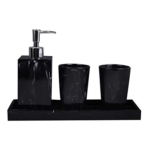 ACAMPTAR Marmor Textur Bade Zimmer Zubeh?R Schwarz 4 StüCk Harz Bade Zimmer Zubeh?R mit Spender ZahnbüRsten Halter Seifen Spender ACAMPTAR Marmor Textur Bade Zimmer Zubeh?R Schwarz 4 StüCk Harz Bade Zimmer Zubeh?R mit Spender ZahnbüRsten Halter Seifen Spender von ACAMPTAR