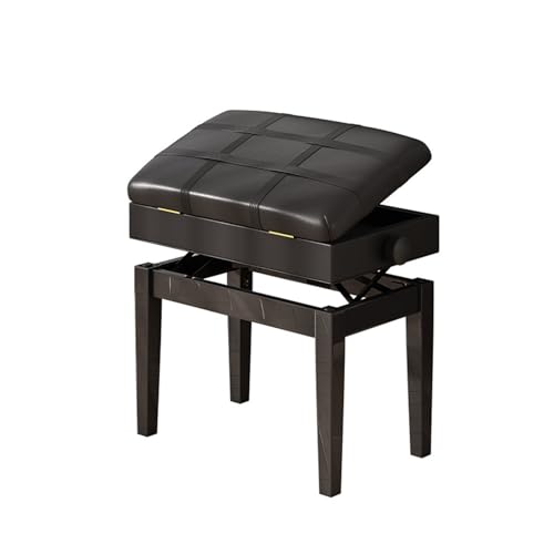 ACANKNG Klavierbank, verstellbare schwarze Klavierbank mit Musikbehälter, Klavierhocker aus PU-Leder mit gepolstertem Kissen von ACANKNG