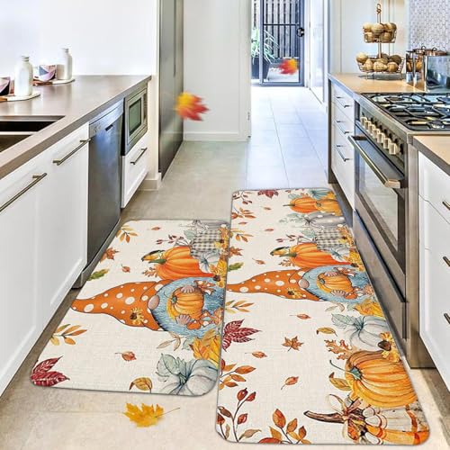 2 Stück Herbstdeko Fußmatte, Herbst Dekoration Fußmatte Herbst Kürbis Deko 40X60 & 40X120 cm Willkommensmatte Teppich rutschfeste Für Innen Außen, Fall und Halloween Deko (C) von ACAREY