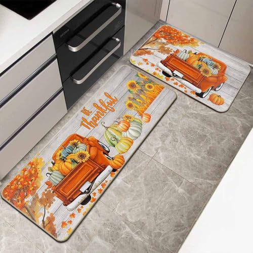 2 Stück Herbstdeko Fußmatte, Herbst Dekoration Fußmatte Herbst Kürbis Deko 40X60 & 40X120 cm Willkommensmatte Teppich rutschfeste Für Innen Außen, Fall und Halloween Deko (M) von ACAREY