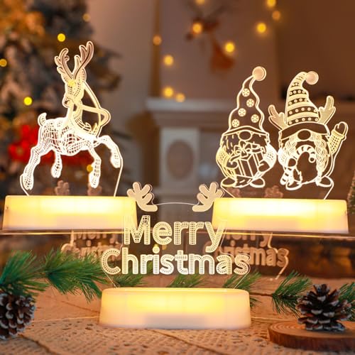 3 Stück Weihnachtsdeko LED Weihnachtswichtel, Weihnachten deko LED Baum Weihnachtsmann Deko Weihnachtsdeko Amerikanisch Figuren Klein LED, Wichtel Geschenke für Kinder Familie Weihnachten Freunde von ACAREY