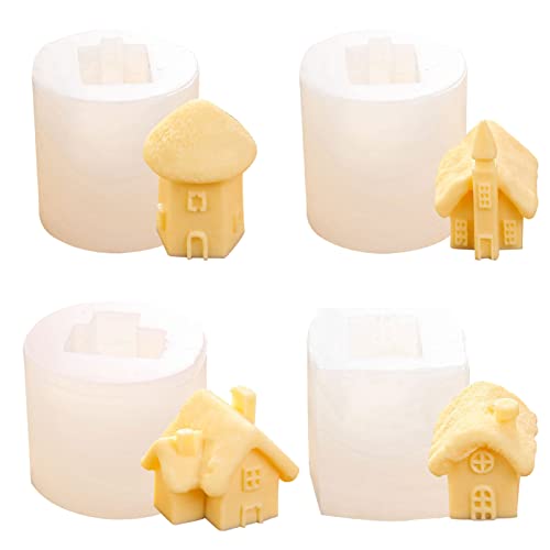 3D Mini Haus Silikonform, Hausform Kerzenform Silikonform Silikonform für Harzgießen Feenhaus DIY Haus Formen von ACAREY