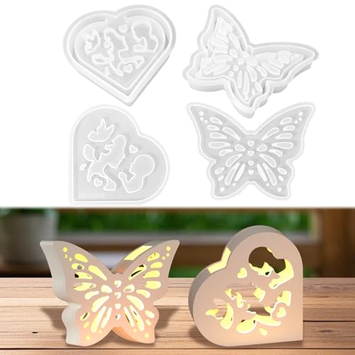 4 Stück Silikonformen Gießformen Frühling 3D Silikonform Ostern Silikon Gießform Schmetterling Ostern Silikonform Gipsformen Frühling Deko Giessformen Silikon Ostern für Handwerk (A) von ACAREY