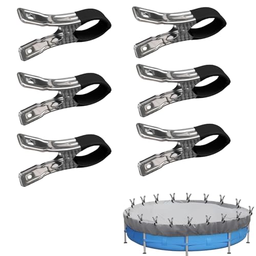 6 Stück Klammern Metall für Oberirdische Pools, Poolabdeckungs Klemmzwingen mit Starker Spannkraft, Federzwingen mit Schutzfolie zum Leimen, Fotografie, Pool (Schwarz Einzelner Mundclip×6) von ACAREY