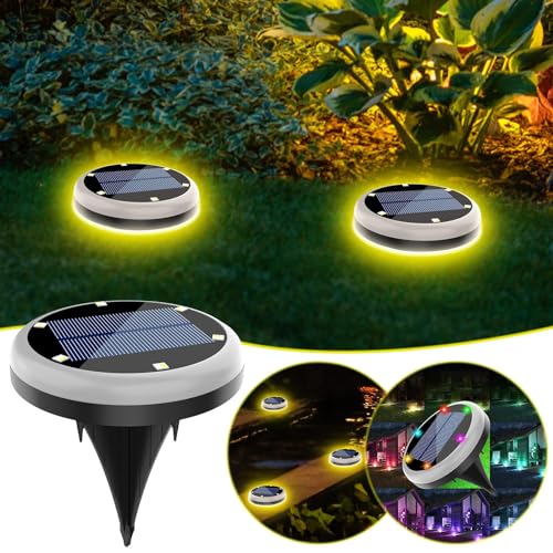 4 Stück Solarleuchten Für Außen, Solar Solarlampen Bodenleuchten Für Garten Außen Mit 6 LEDs Bunte RGB, Wasserdicht Led Solar Gartenleuchten Solarlampen Für Rasen Auffahrt Gehweg Patio von ACAREY