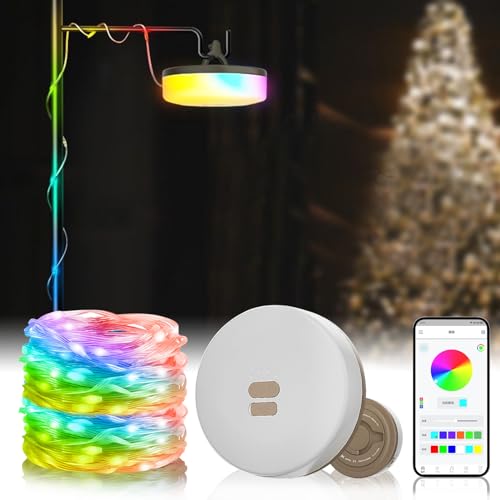 ACAREY Camping Lichterkette Aufrollbar, Multifunktionale Lichterkette 10m Wiederaufladbare USB LED Camping Lichterkette, Wasserdicht Camping Lampe, Lichterketten Außen Für Camping Hof Dekor (6M Gelb) von ACAREY