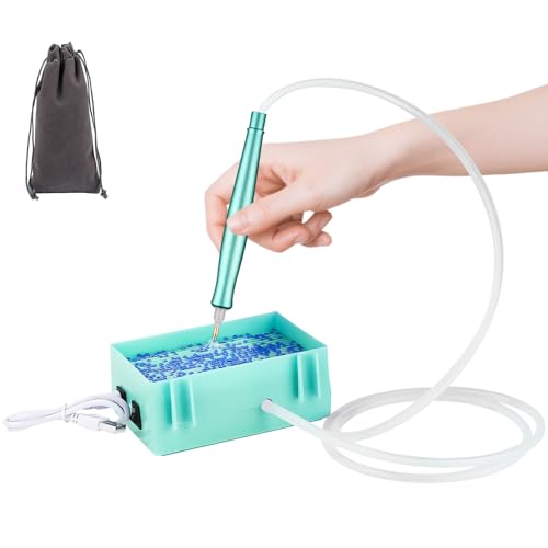 ACAREY Elektrischer Diamond Paint Stift, Vakuum Diamond Paint Stift, Diamantmalerei Zubehör, Diamond Paint Zubehör mit Ablagefach, Langlebig und Stabil für Kinder DIY Handwerk (grün) von ACAREY
