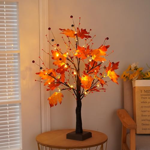 ACAREY Herbstdeko Ahornblatt Baum Lichter mit 24 LEDs, Lichterbaum Für Innen Herbst Deko 61cm Lichterbaum mit Herbstblätter Deko Halloween Kürbis Deko Für Tisch Herbstdeko Zum Aufhängen (Herbstdeko) ACAREY Herbstdeko Ahornblatt Baum Lichter mit 24 LEDs, Lichterbaum Für Innen Herbst Deko 61cm Lichterbaum mit Herbstblätter Deko Halloween Kürbis Deko Für Tisch Herbstdeko Zum Aufhängen (Herbstdeko) von ACAREY