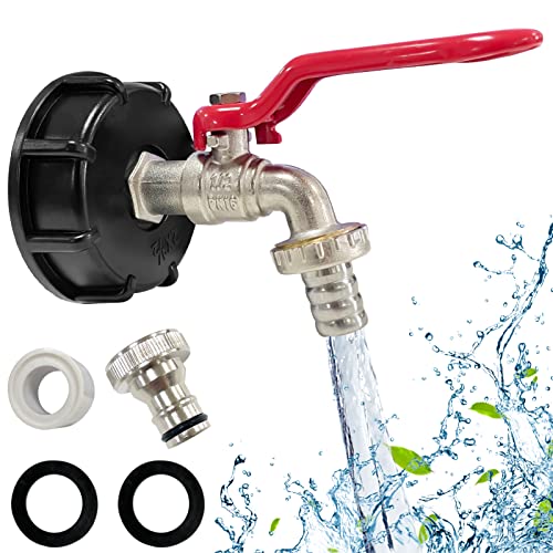 ACAREY IBC Auslaufhahn IBC Tank Zubehör 3/4 Zoll Messing IBC Container Zubehör IBC Tank Adapter Valve for S60x6 Wassertank IBC Adapter, Gartenschlauch Wasserhahn Für IBC Regenwassertanks (1/2'') von ACAREY