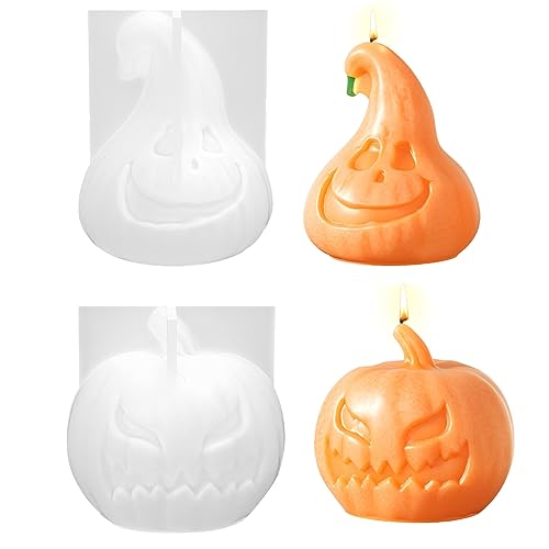 ACAREY Kuchenform mit Kürbisform 3D Kürbisform Dessert Silikonformen Kürbisseifenform 3D-Kürbis-Epoxid-Form Thanksgiving-Ahornblatt-Silikon-Form für die Herbsternte Halloween Silikonform (A+B) von ACAREY