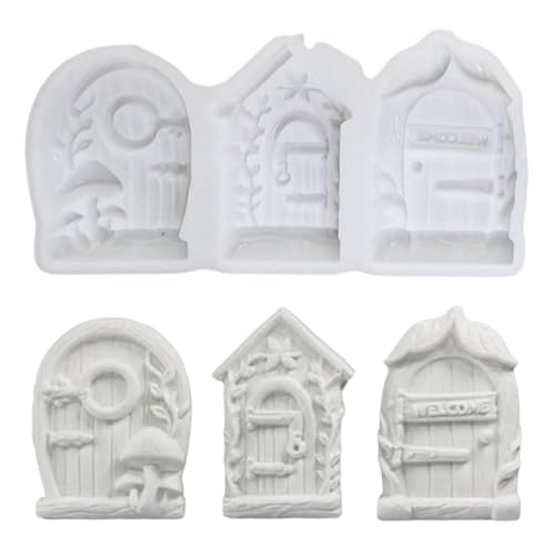 ACAREY Silikonformen Gießformen Vintage Tür, 3D DIY Silikon Feengarten Fondantformen für Kuchendekoration Schokolade Süßigkeiten Backen, Silikon Gießform Kerzen, Gipsformen zum Gießen, Geschenk (B) von ACAREY