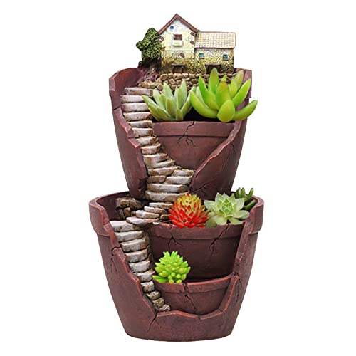 ACAREY Sukkulenter Blumentopf Harz Feengarten Design Pflanzengefäß 15x28cm mit Miniaturhaus für Zuhause Büro Desktop ACAREY Sukkulenter Blumentopf Harz Feengarten Design Pflanzengefäß 15x28cm mit Miniaturhaus für Zuhause Büro Desktop von ACAREY
